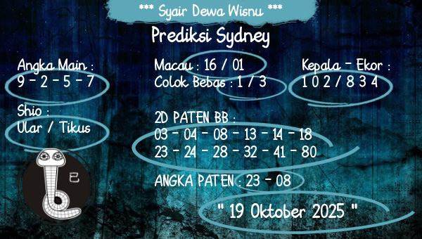 Syair Dewa Wisnu - Prediksi Sydney