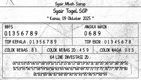 Syair Mbah Sarap - Syair Togel SGP